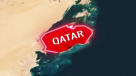 Animated flag of Qatar waving over Middle Eastern map video Stock Footage 342496500