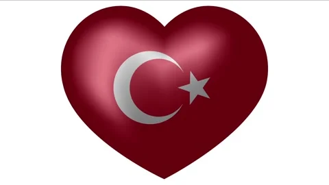 Animated flag of Turkey in heart shape. Flag of Turkey animated banner. Stock Footage 146644743