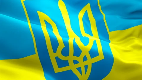 Animated Flag of Ukraine waving in wind video footage Full HD. 3D Rendering Stock Footage 104927583