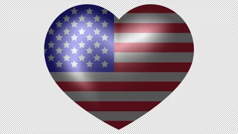 Animated Flag of USA in heart shape on a blank background. Stock Footage 147212112
