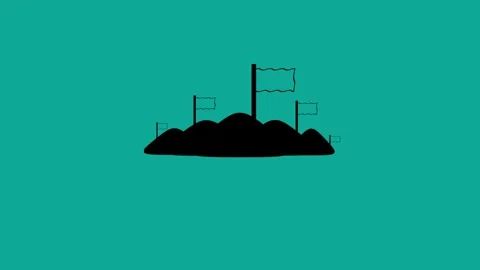 Animated flag waving in wind on hill isolated on background Stock Footage 263873641