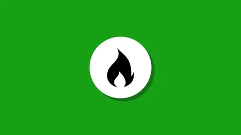 Animated flame icon appearing on a green screen background motion graphics Stock Footage 327762926