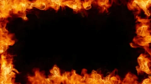 Animated Flames Blaze Endlessly around the Border of Frame on a Dark Vidéo 334584673