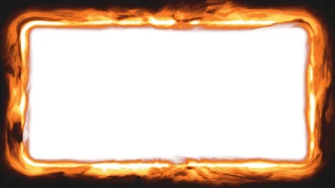 Animated Flaming Fire Border Frame Surrounding Blank White Copy Space Stock Footage 348633472