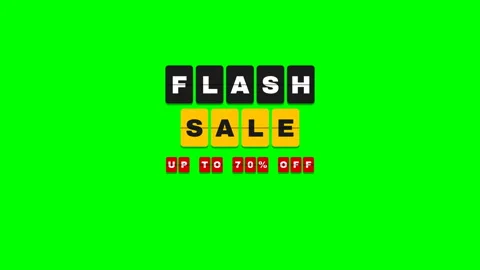 Animated flash sale banner elements on chroma key green background Stock Footage 347084206