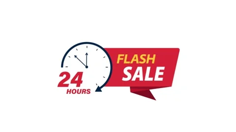 Animated Flash Sale Clock Icon with 24 Hours Text Stock Footage 342020210