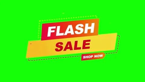 Animated Flash Sale Text Label Appearing on Green Screen Background for Stock Footage 339167411