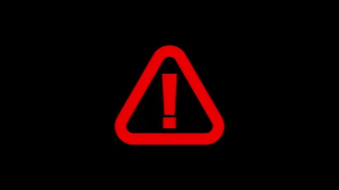 Animated flashing Red triangle warning sign on black transparent background. Video stock 276880017
