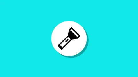 Animated flashlight icon on bright turquoise background with subtle shadow .. Stock Footage 329272597