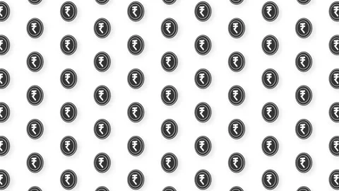 Animated Flat Black Coin Rupee Video Seamless Pattern Background. 4k Stock Footage 157788678