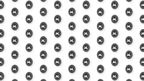 Animated Flat Black Monero Cryptocurrency Coin Video Seamless Pattern Background Stock Footage 157788975