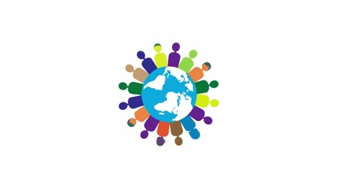 Animated Flat Concept of Global Diversity and Multiethnic People Around Spin Video stock 335477034