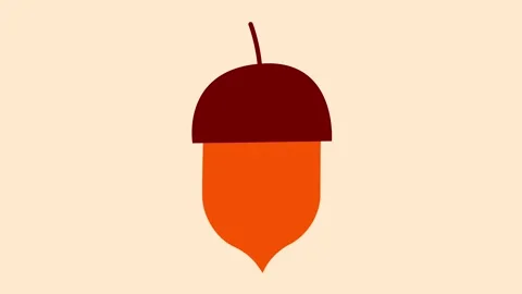 Animated flat design acorn with brown cap and orange body Stock Footage 320286789
