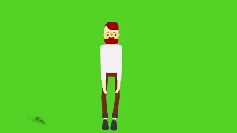 Animated flat design men standing together in a row against a bright green 動画素材 346128222