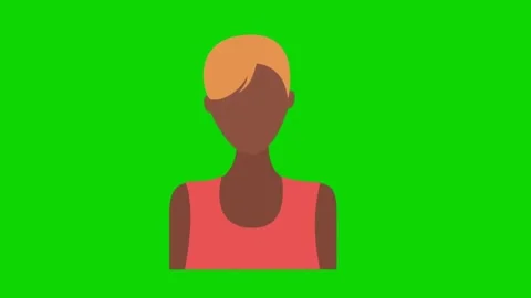 Animated flat female avatar icon zooming on green screen for profile concepts Stock Footage 330881492