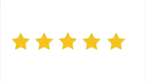 Animated flat five star rating motion graphics fly in on white Stock Footage 340758228