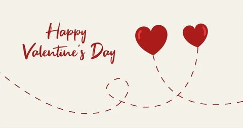Animated flat hearts and lines. Happy valentine's day, love, romance. Видео 122934297