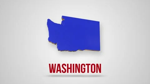 Animated flat map showing the state of Washington from the United State of Stock Footage 169998887