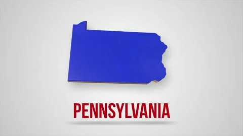 Animated flat map showing the state of Pennsylvania from the United State of Stock Footage 172255799