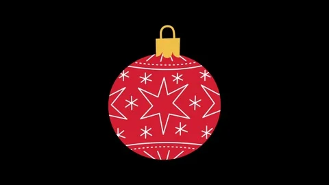 Animated flat red Christmas ball pulsing with star snowflake pattern Stock Footage 320286820