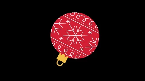 Animated flat red Christmas ball rotating with snowflake swirl pattern Stock Footage 320286822