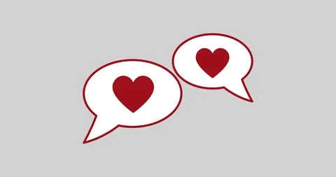 Animated flat speech bubbles with hearts. Happy valentine's day, love, romance. Видео 122988866