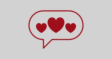 Animated flat speech bubbles with hearts. Happy valentine's day, love, romance. Видео 123000976