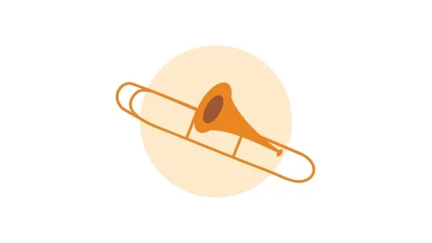 Animated flat trombone icon swinging rhythmically in circular frame as musi.. Vídeos de archivo 339073864