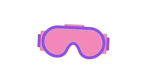 Animated Flat Vector Ski Goggles on White Background Видео 346618125