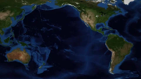 Animated Flight Map Route from Chicago USA to Melbourne Australia Stock Footage 339827830