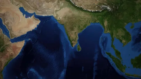 Animated Flight Map Route from Doha to Bangkok Over the Indian Ocean Stock Footage 340307117