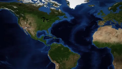 Animated Flight Map Route from Los Angeles to Dublin Ireland Stock Footage 345012329