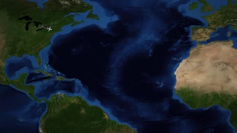 Animated Flight Map Route from Toronto Canada to Casablanca Morocco Stock Footage 335681861
