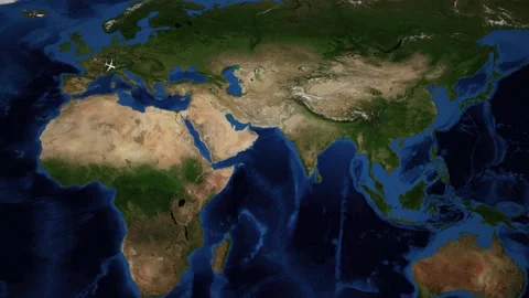 Animated Flight Map Showing Airplane Route from Paris to Taipei Stock Footage 335495812