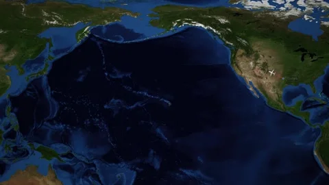 Animated Flight Map Showing Airplane Route from Dallas to Tokyo Stock Footage 340307385