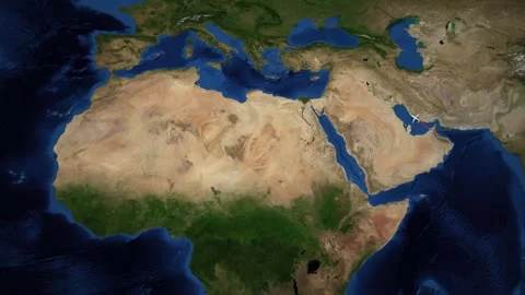 Animated Flight Map Showing Travel Route From Dubai to Lisbon Stock Footage 341719678