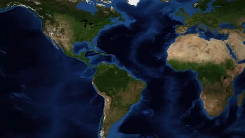 Animated Flight Map Tracking Airplane Route from San Francisco to Rome Stock Footage 335495958