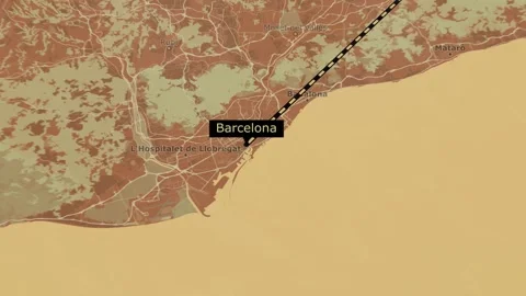Animated Flight Path from Berlin to Barcelona Stock Footage 300791009