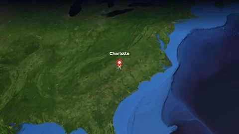 Animated Flight Path from Charlotte USA to Dubai United Arab Emirates Stock Footage 337276584