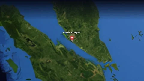 Animated Flight Path from Kuala Lumpur Malaysia to Amsterdam Netherlands Stock Footage 337864303