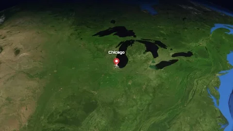 Animated Flight Path Map from Chicago USA to Delhi India Stock Footage 340948996
