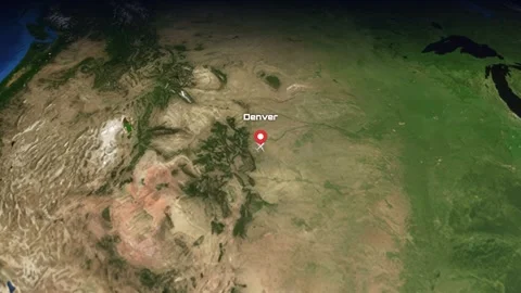 Animated Flight Path Map from Denver USA to Munich Germany Video stock 337393845