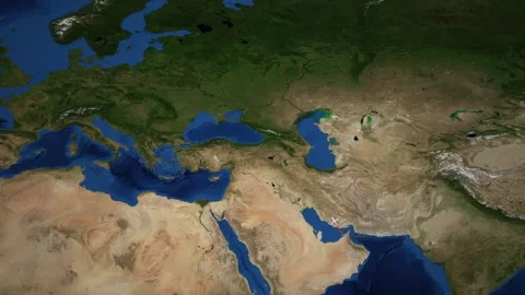 Animated Flight Path Map from Dubai to Copenhagen with Moving Airplane Icon Video stock 337864292