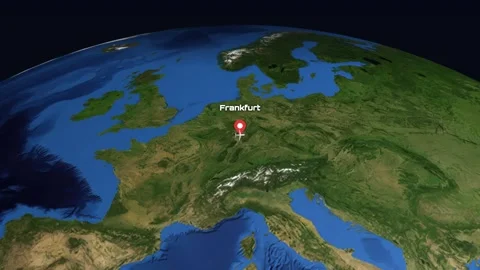 Animated Flight Path Map from Frankfurt Germany to Kuala Lumpur Malaysia Stock Footage 341298446