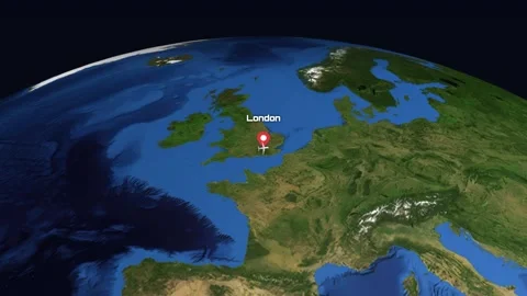 Animated Flight Path Map from London United Kingdom to Melbourne Australia Video stock 337984023