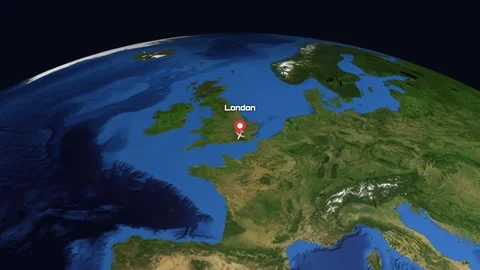Animated Flight Path Map from London United Kingdom to Marrakech Morocco Stock Footage 339827874