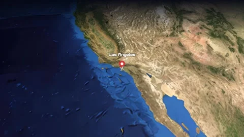 Animated Flight Path Map from Los Angeles USA to Istanbul Turkey Video stock 337276510
