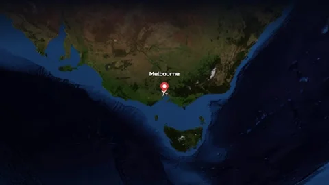 Animated Flight Path Map from Melbourne Australia to Delhi India Stock Footage 338327790