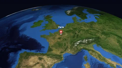 Animated Flight Path Map from Paris France to Sao Paulo Brazil Video stock 337864507