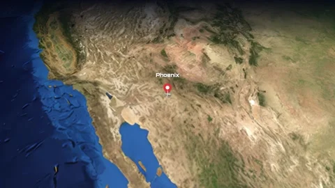 Animated Flight Path Map from Phoenix Arizona to Miami Florida Stock Footage 340374370